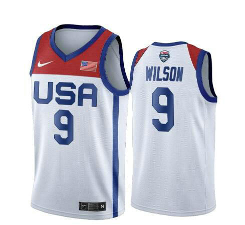 Camiseta A'ja Wilson 9 USA 2020 USA Olimpicos 2020 blanco Hombre