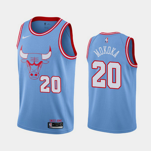 Camiseta Adam Mokoka 20 Chicago Bulls 2019-20 Ciudad Azul Hombre