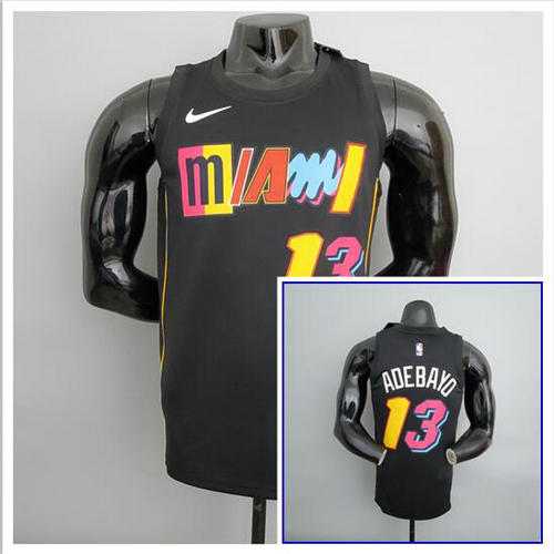 Camiseta Adebayor 13 Miami Heat Edición Ciudad 2022 Negro Hombre