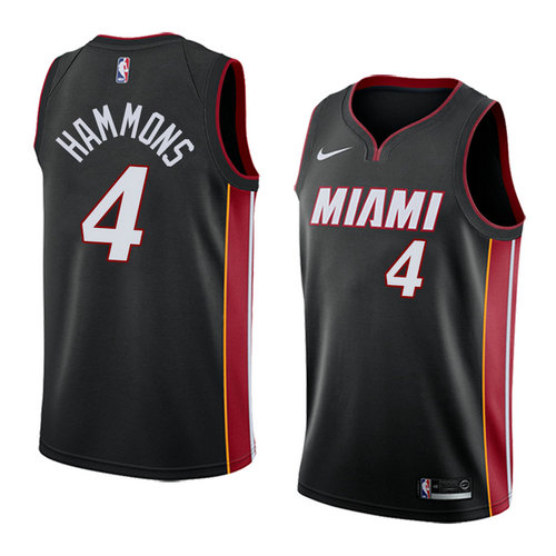 Camiseta Aj Hammons 4 Miami Heat Icon 2018 Negro Hombre