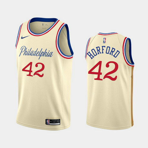 Camiseta Al Horford 42 Philadelphia 76ers 2019-20 Ciudad Crema Blanco Hombre