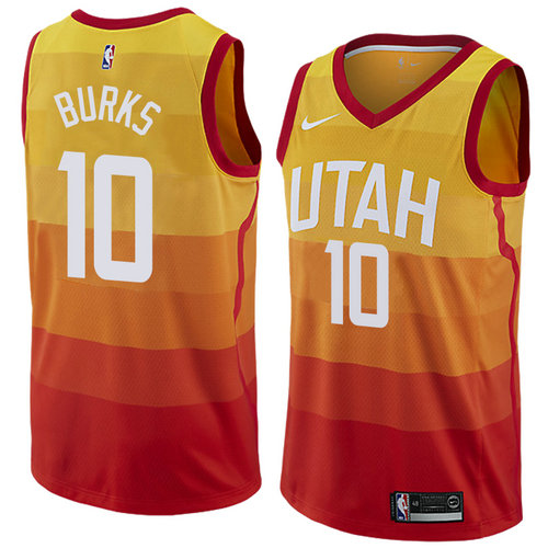 Camiseta Alec Burks 10 Utah Jazz Ciudad 2018 Amarillo Hombre