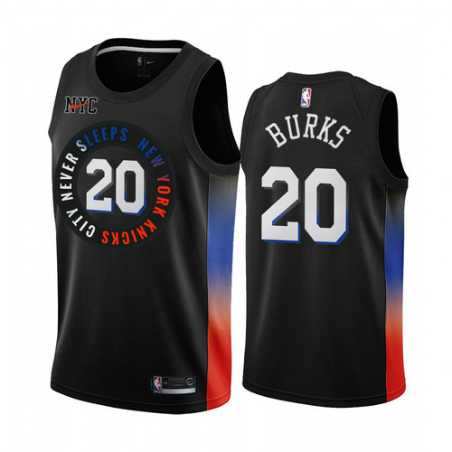 Camiseta Alec Burks 20 New York Knicks 2020-21 City Edition Negro Hombre