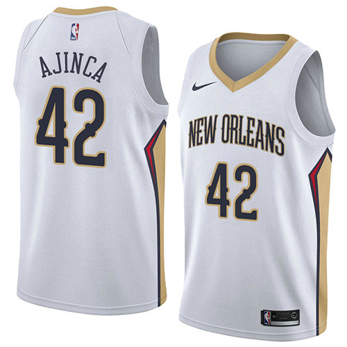Camiseta Alexis Ajinca 42 New Orleans Pelicans Association 2018 Blanco Hombre