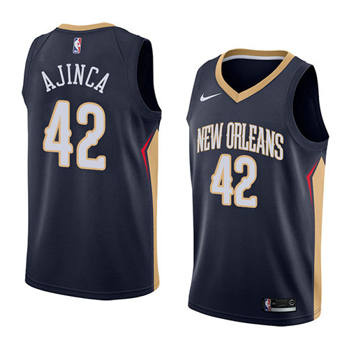 Camiseta Alexis Ajinca 42 New Orleans Pelicans Icon 2018 Azul Hombre