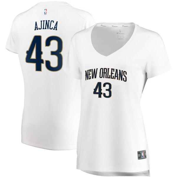 Camiseta Alexis Ajinca 43 New Orleans Pelicans association edition Blanco Mujer