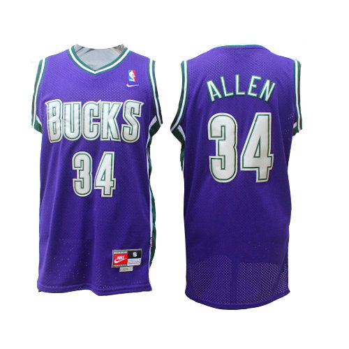 Camiseta Allen 34 Milwaukee Bucks Retro Púrpura Hombre