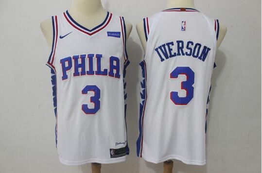 Camiseta Allen Iverson 3 Philadelphia 76ers Baloncesto blanco Hombre