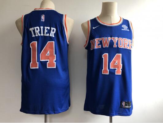 Camiseta Allonzo Trier 14 New York Knicks Baloncesto Azul Hombre