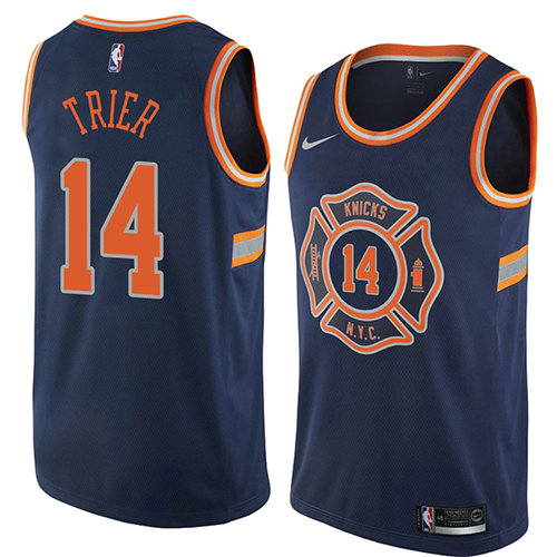 Camiseta Allonzo Trier 14 New York Knicks Ciudad 2018 Azul Hombre