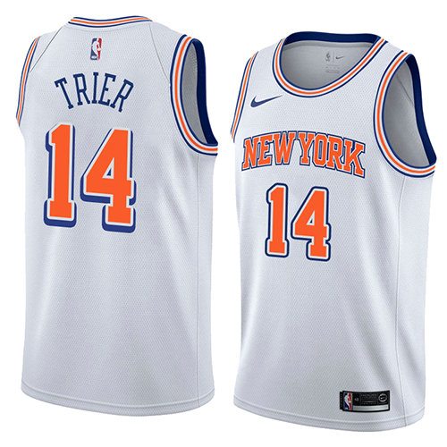 Camiseta Allonzo Trier 14 New York Knicks Statement 2018 Blanco Hombre