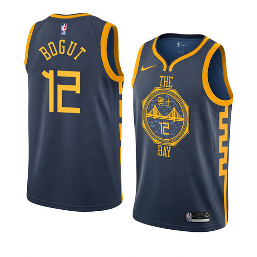 Camiseta Andrew Bogut 12 Golden State Warriors Ciudad 2018-19 Azul Hombre