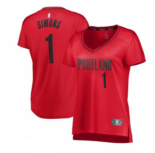 Camiseta Anfernee Simons 1 Portland Trail Blazers statement edition Rojo Mujer