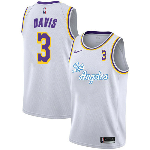 Camiseta Anthony Davis 3 Los Angeles Lakers 2020-21 City Edition Blanco Hombre