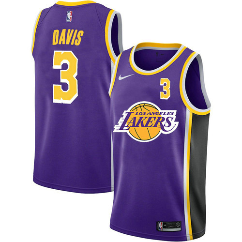 Camiseta Anthony Davis 3 Los Angeles Lakers 2021 City Edition Púrpura Hombre
