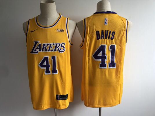 Camiseta Anthony Davis 41 Los Angeles Lakers Amarillo dorado Hombre