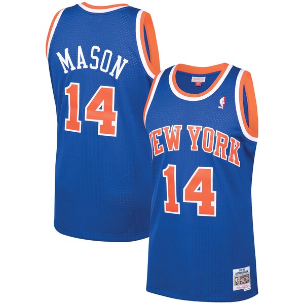 Camiseta Anthony Mason 14 New York Knicks 1991-92 Hardwood Classics Swingman Azul Hombre