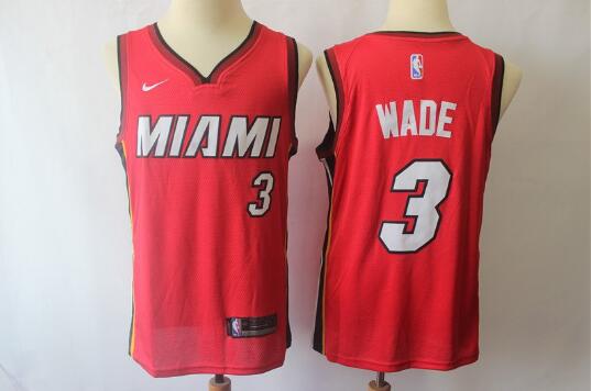 Camiseta Authentic Wade 3 Miami Heat Baloncesto rojo Hombre
