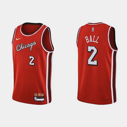 Camiseta BALL 2 Chicago Bulls 2022 75 aniversario edición de la ciudad rojo Hombre
