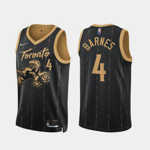 Camiseta BARNES 4 Toronto Raptors 2022 75 aniversario edición de la ciudad Negro Hombre