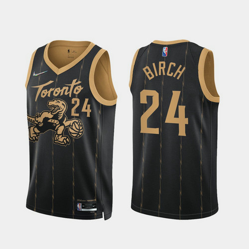 Camiseta BIRCH 24 Toronto Raptors 2022 75 aniversario edición de la ciudad Negro Hombre