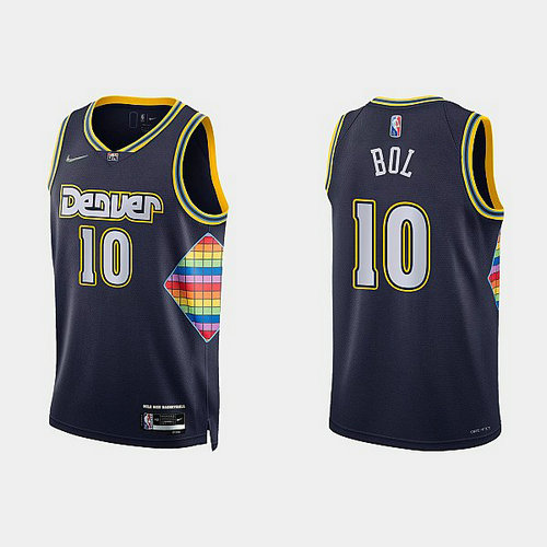 Camiseta BOL 10 Denver Nuggets 2022 75 aniversario edición de la ciudad Azul profundo Hombre