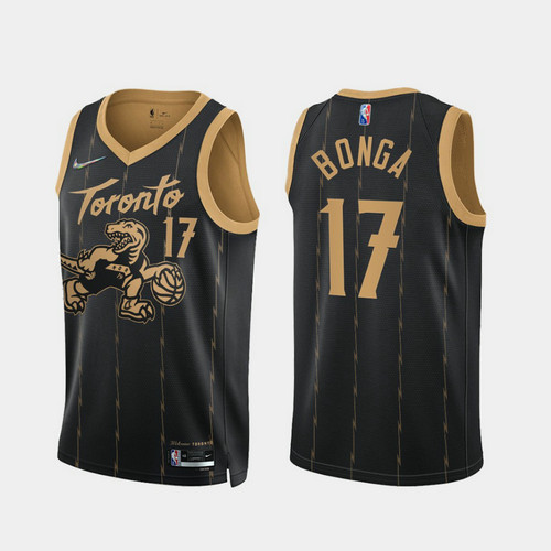 Camiseta BONGA 17 Toronto Raptors 2022 75 aniversario edición de la ciudad Negro Hombre