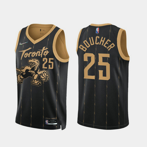 Camiseta BOUCHER 25 Toronto Raptors 2022 75 aniversario edición de la ciudad Negro Hombre