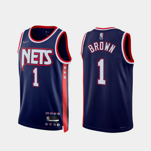 Camiseta BROWN 1 Brooklyn Nets 2022 75 aniversario edición de la ciudad Azul real Hombre