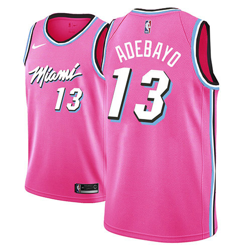 Camiseta Bam Adebayo 13 Miami Heat Earned 2018-19 Rosa Hombre