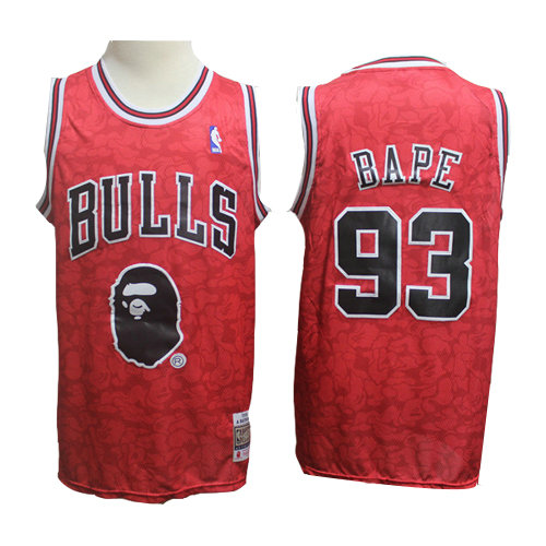 Camiseta Bape 93 Chicago Bulls Hardwood Classics Rojo Hombre