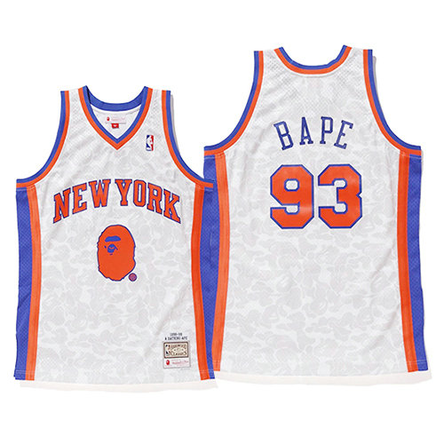 Camiseta Bape 93 New York Knicks Mitchell & Ness Blanco Hombre