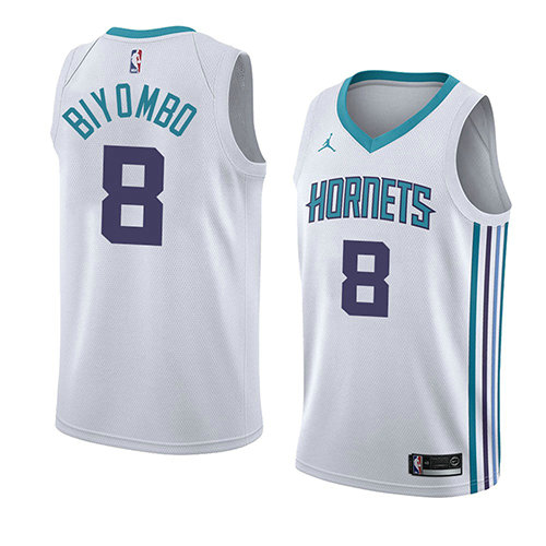 Camiseta Bismack Biyombo 8 Charlotte Hornets Association 2018 Blanco Hombre