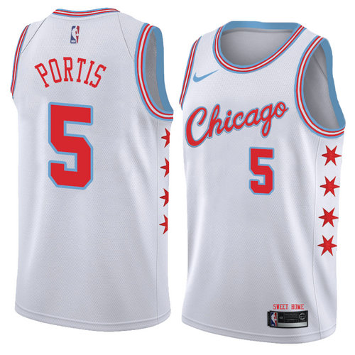 Camiseta Bobby Portis 5 Chicago Bulls Ciudad 2018 Blanco Hombre