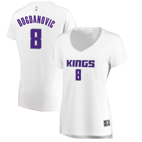 Camiseta Bogdan Bogdanovic 8 Sacramento Kings association edition Blanco Mujer