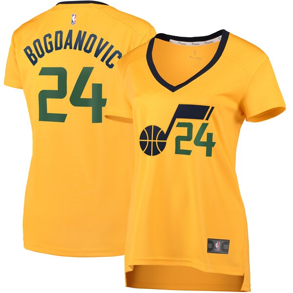 Camiseta Bojan Bogdanovic 24 Utah Jazz statement edition Amarillo Mujer
