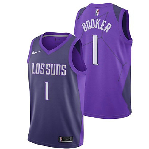 Camiseta Booker 1 Phoenix Suns Ciudad 2017-18 Púrpura Hombre