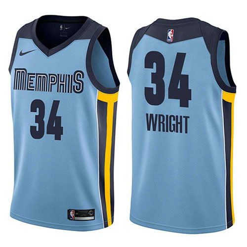Camiseta Brandan Wright 34 Memphis Grizzlies Statement 2017-18 Azul Hombre