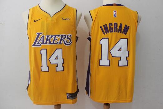 Camiseta Brandon Ingram 14 Los Angeles Lakers Baloncesto Amarillo Hombre