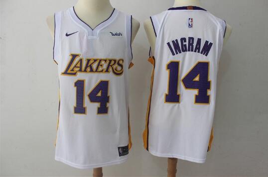 Camiseta Brandon Ingram 14 Los Angeles Lakers Baloncesto blanco Hombre