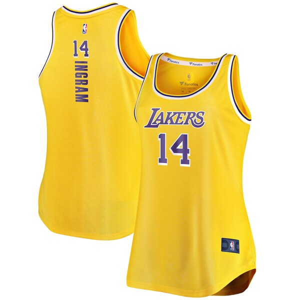 Camiseta Brandon Ingram 14 Los Angeles Lakers clasico Amarillo Mujer