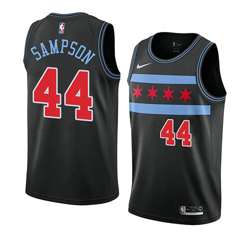 Camiseta Brandon Sampson 44 Chicago Bulls Ciudad 2018-19 Negro Hombre