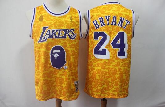 Camiseta Bryant Yellow 24 Los Angeles Lakers 2019 Baloncesto Amarillo Hombre