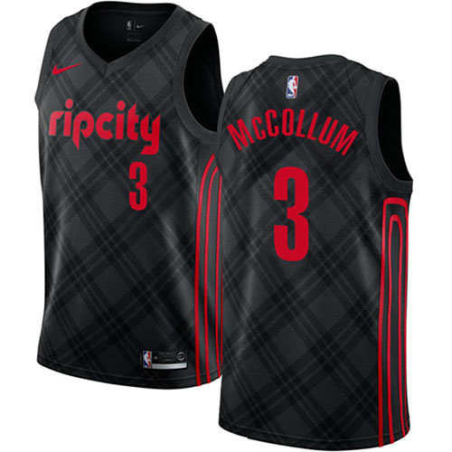 Camiseta C.J. McCollum 3 Portland Trail Blazers Ciudad Negro Hombre