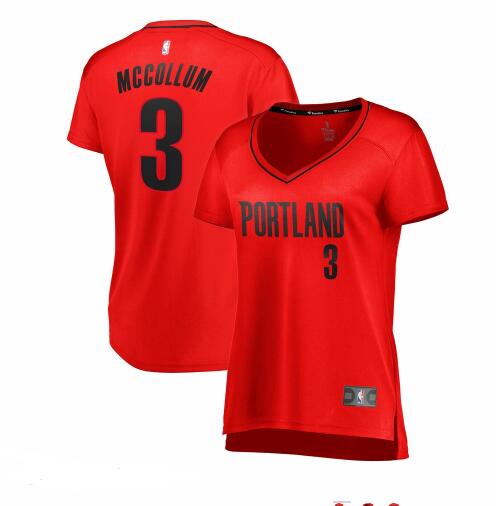 Camiseta C.J. McCollum 3 Portland Trail Blazers Réplica Rojo Mujer