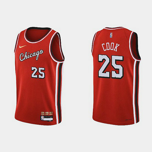 Camiseta COOK 25 Chicago Bulls 2022 75 aniversario edición de la ciudad rojo Hombre