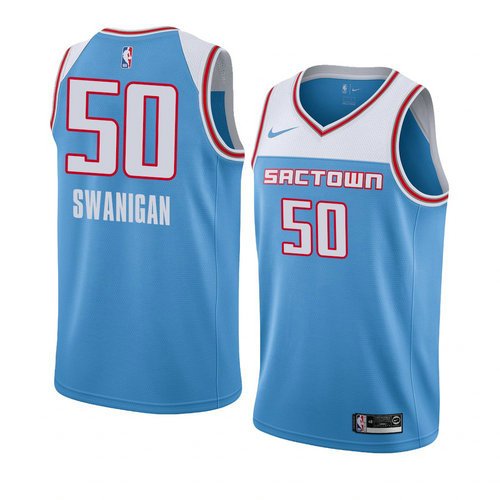 Camiseta Caleb Swanigan 50 Sacramento Kings Ciudad 2018-19 Azul Hombre