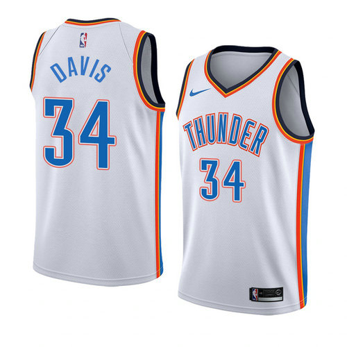 Camiseta Camisetar Tyler Davis 34 Oklahoma City Thunder Association 2018 Blanco Hombre
