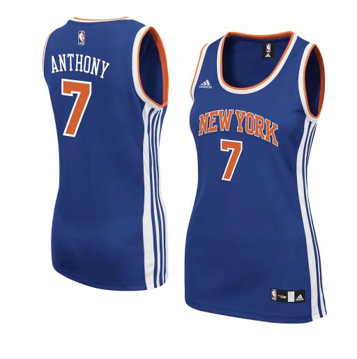 Camiseta Carmelo Anthony 7 New York Knicks Réplica Azul Mujer