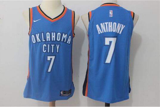 Camiseta Carmelo Anthony 7 Oklahoma City Thunder Azul Hombre